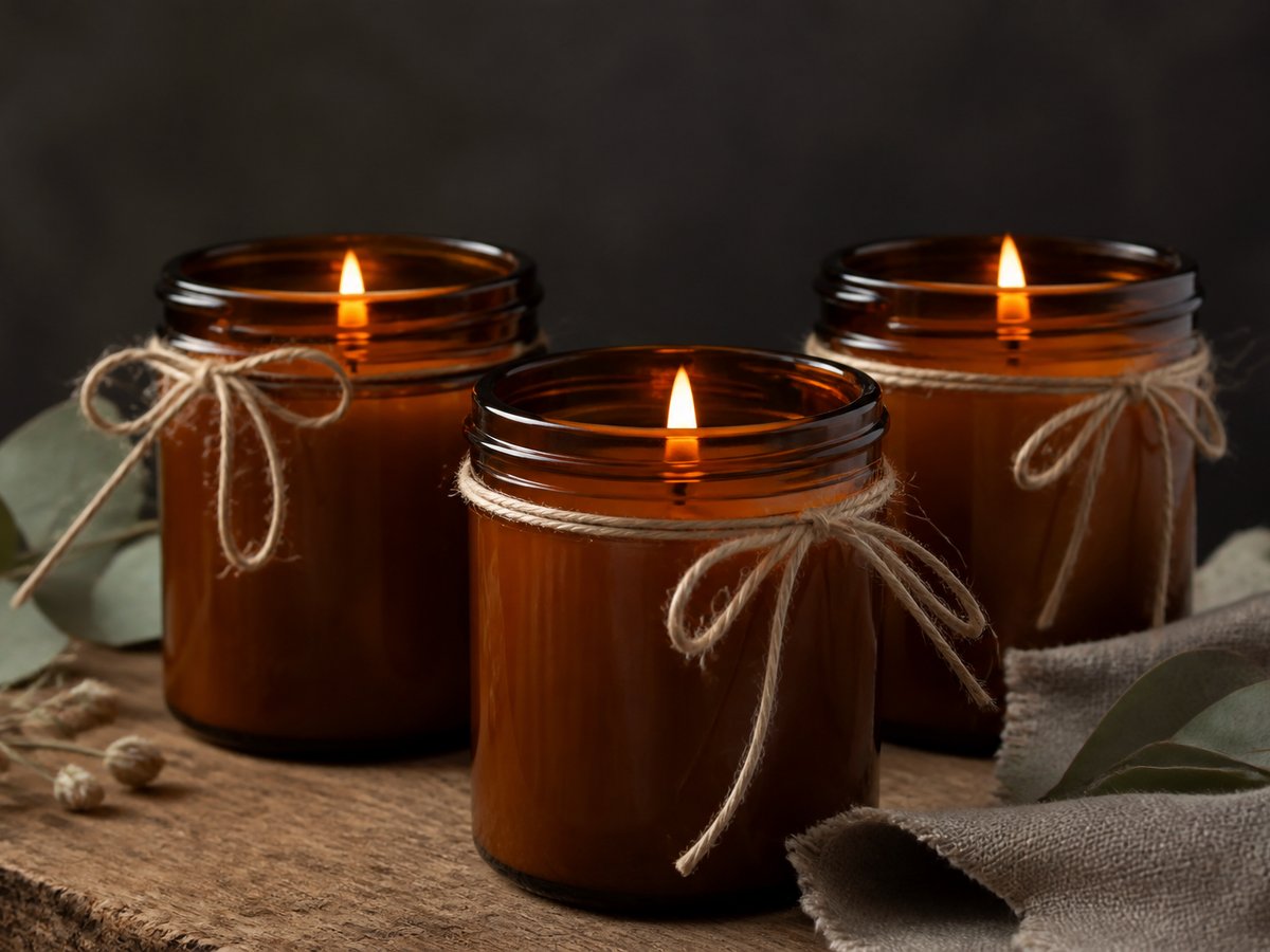 Gift-ready amber candle set